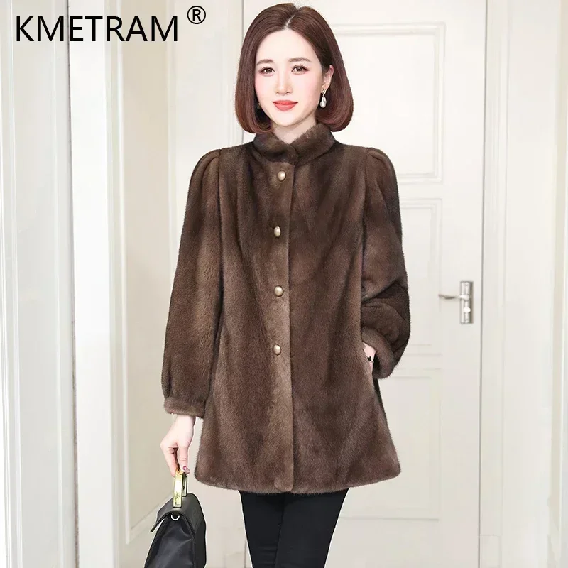 Natural inteiro jaquetas de pele de vison para as mulheres 2024 casaco de pele real das mulheres outono inverno meados longo vintage fino casacos de pele gola