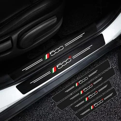 Placa de desgaste de umbral de puerta de coche, accesorios adhesivos de fibra de carbono para Fiat 500, 500C, 2012, 500X, 500L, Abarth 695, 5 piezas