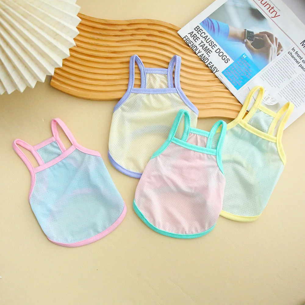 Pet Summer Breathable Ice Silk Cooling Strap Dog Cool and Comfortable Cool Clothes Solid Color Simple Dog Clothes 썸네일 2
