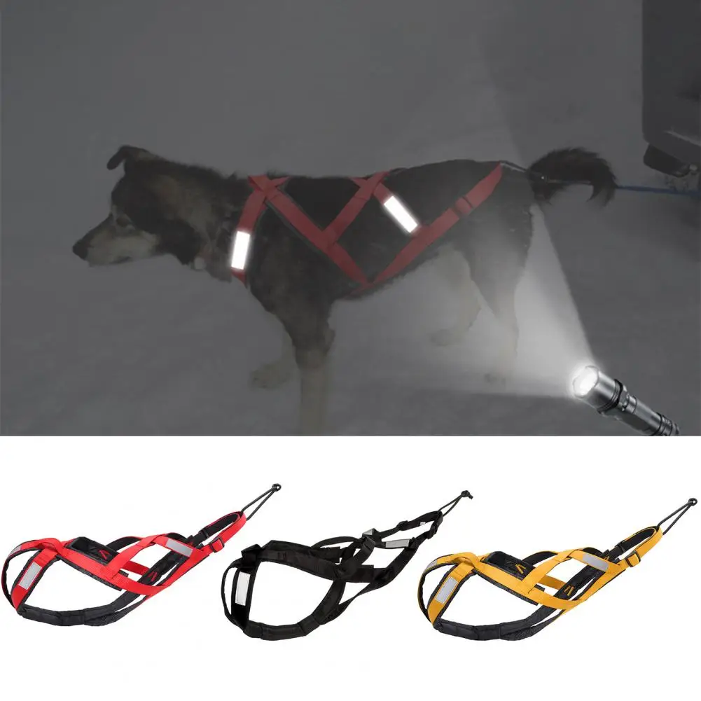 Double Dog Harness Reflective Pet Harness for Night Walking Adjustable Dog Sled Harness for Weight for Outdoor