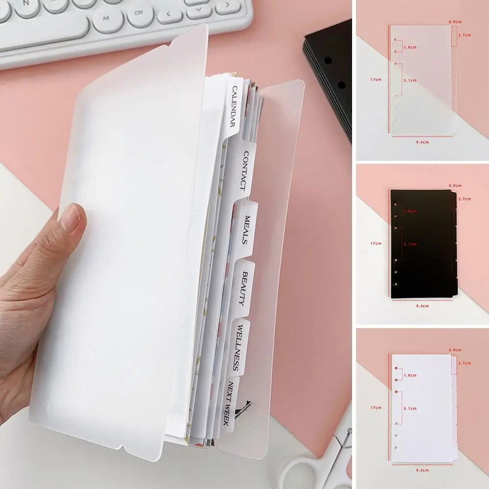 A5 A6 Separator Paper Index Page Notebook Black White Page Classification Separator Transparent 6 Holes