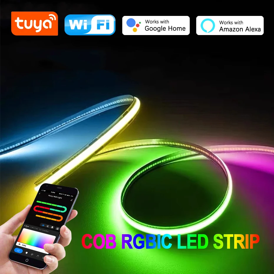 

1M 2M 3M 4M 5M COB 24V RGBIC Светодиодная лента 720Leds/M Wi-Fi Bluetooth Инфракрасный пульт дистанционного управления Гибкая светодиодная лента Лампа Украшение комнаты
