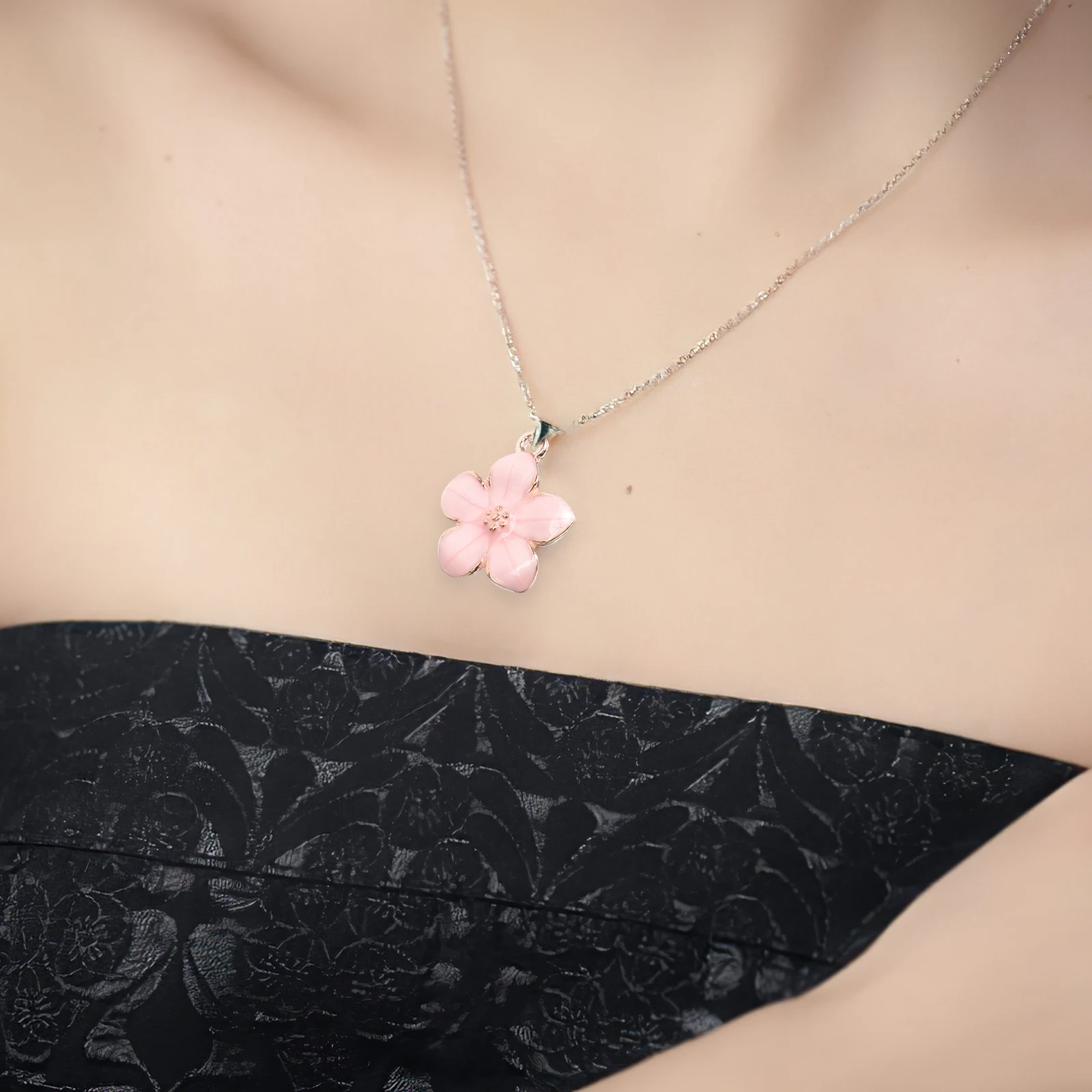 

50pcs Cherry Blossom Pendant DIY Jewelry Supplies Pink Alloy Charms Lightweight Flower Pendants Accessories Gifts