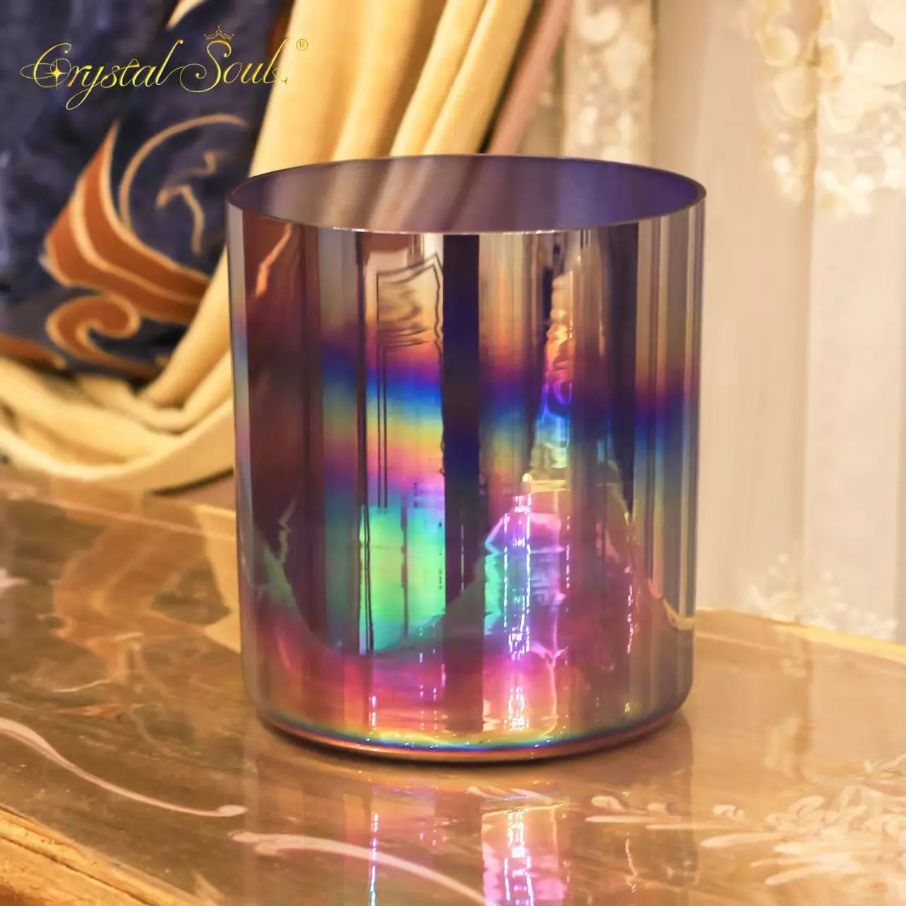 Crystal Soul Purple Exclusive Design of Cosmic Aurora Alchemy Crystal Bowl 432Hz Prefect Pitch