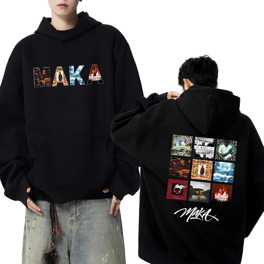 

Hot Rapper Maka Music Album Tour 2025 Double Sided Cover print Hoodie Unisex hip hop punk streetwear Men women Fleece Sweatshirt