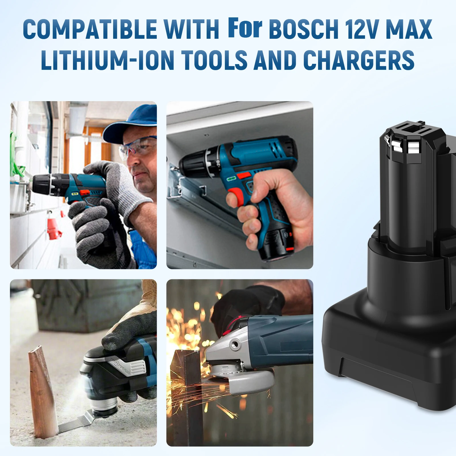 BAT420 Für Bosch 12V Batterie BAT411 BAT412 BAT413 BAT414 2607336013 2607336014 GSB GSR GSA 10,8 V Akku für Akku-Elektrowerkzeuge – Detail 5
