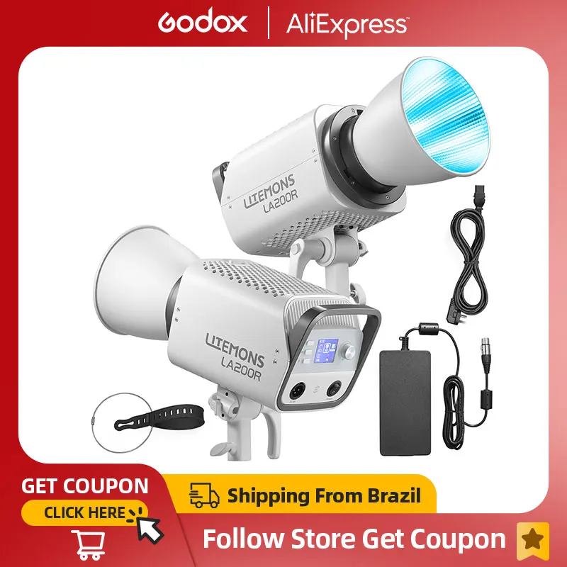 【Do Brasil】GODOX LA200R LA300R K1 LITEMONS Full-color LED Light with App Control Photography Light Bowens Mount for Video Vlog