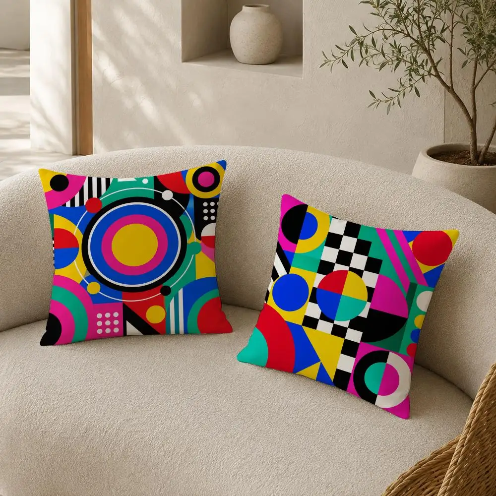 Geometric Patterns Cushion Cover Soft Short Plush Pillow Cases Hidden Zipper Cutecore Sofa Bedroom Home Decor Gift 3