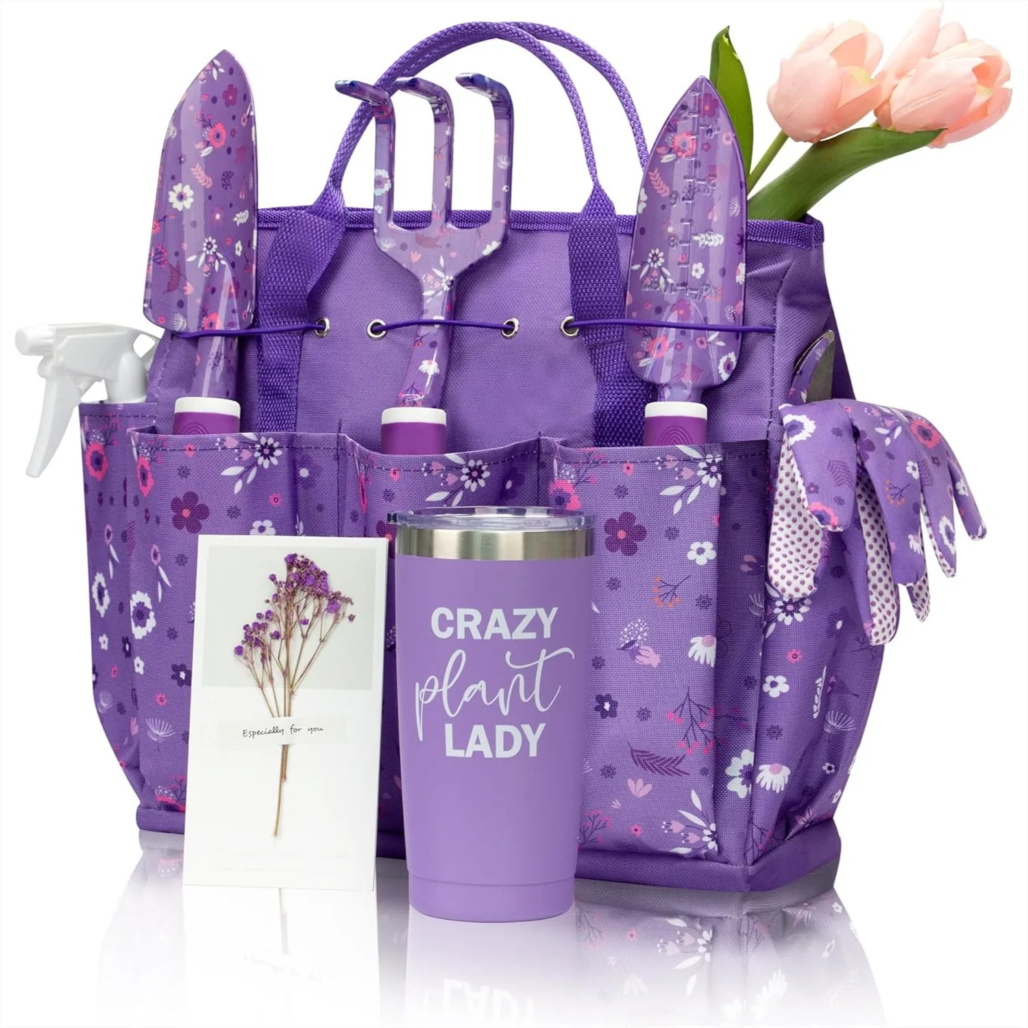 

Garden Tool Set for Women, Heavy Duty Gardening Hand Tools with Bag, Purple Gift
