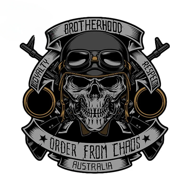 Skull Car Order From Chaos Decal Loyalty Respect Stickers Creative Car Styling Occlusion Scratch