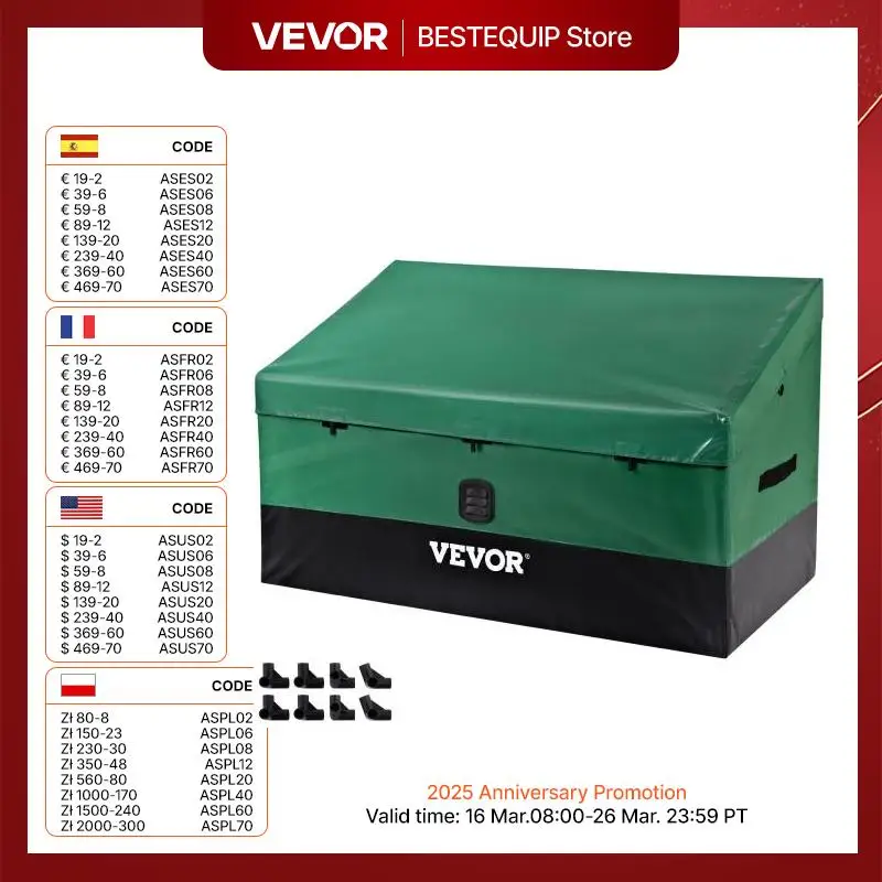 VEVOR Outdoor Storage Box Patio Deck Box 100 /150 /230 Gallon Waterproof PE Tarpaulin Patio & Garden Furniture Home & Garden