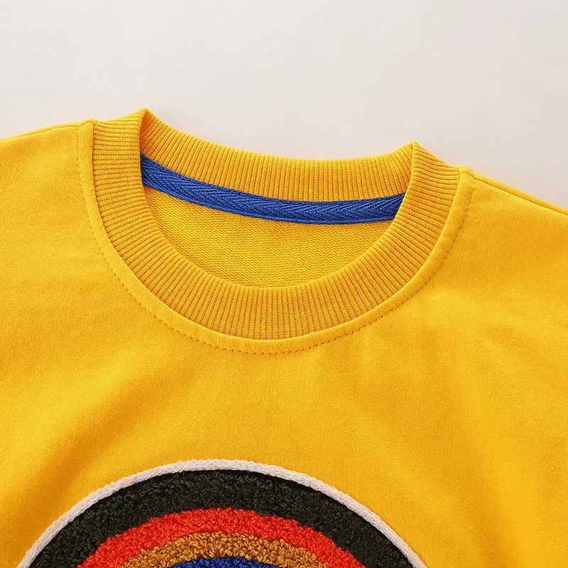 2-7T 100% Cotton Sweatshirts Boys Girls Pullover Tops Cute Rainbow HAPPY Letter Hoodies Long Sleeve Autumn Winter Clothes