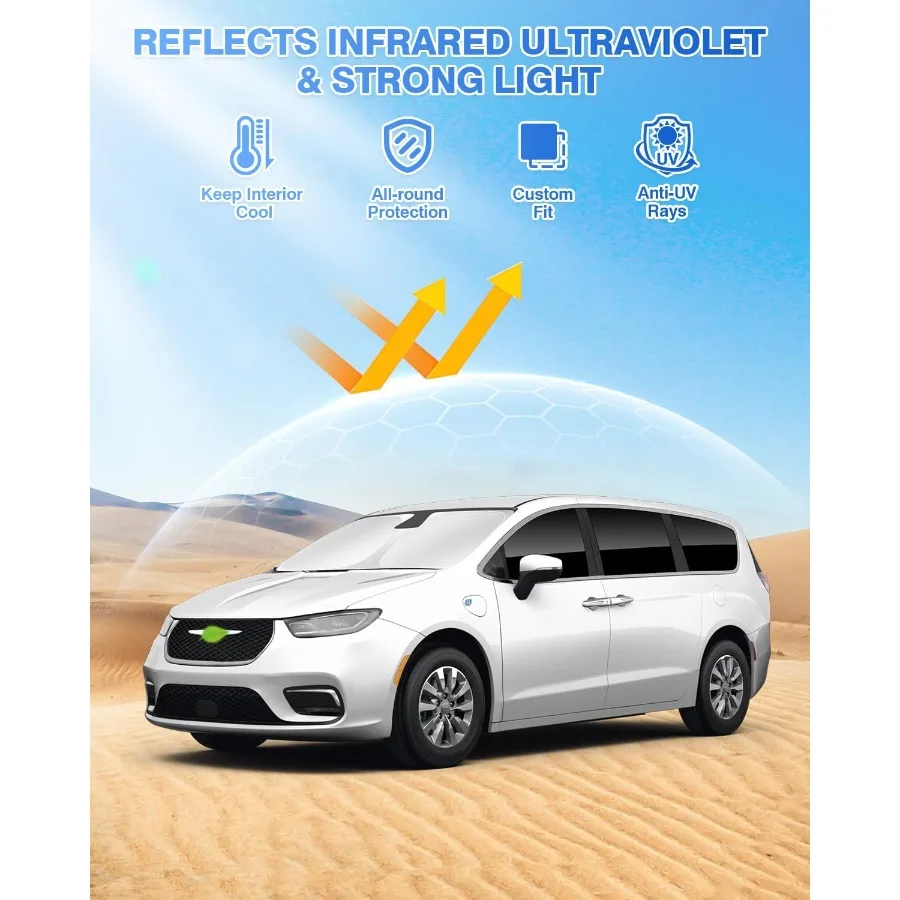 Sunshades for Chrysler Pacifica 20172025 2026 Accessories Windshield Sun Shade Side Rear Window Shade Cover Sun Visor Shield Pr