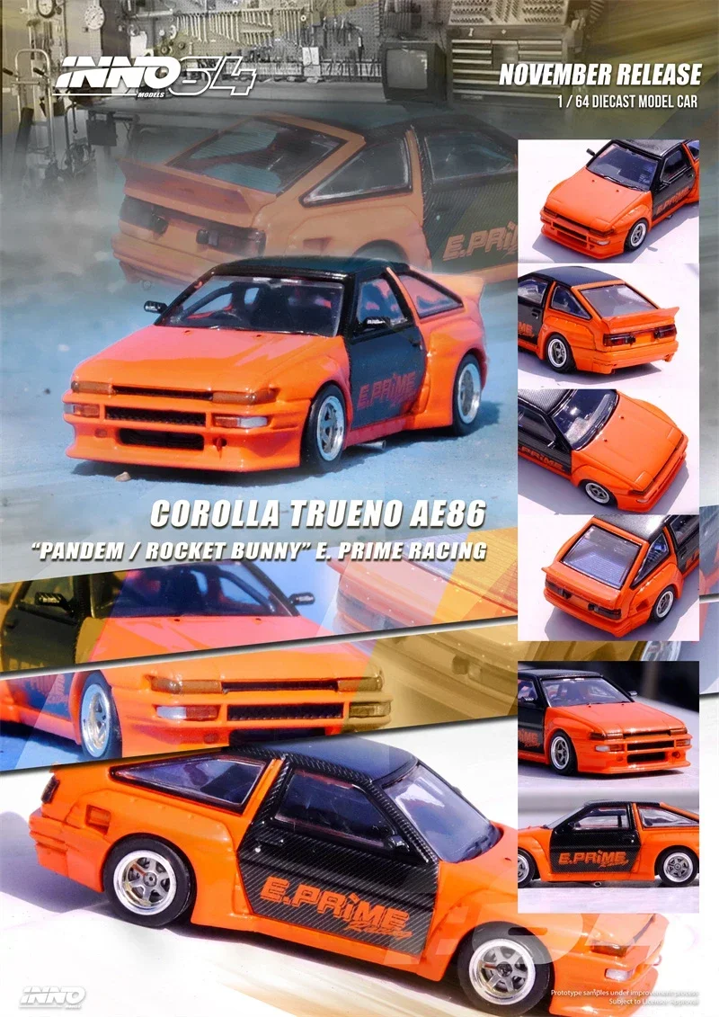 INNO 1:64 COROLLA TRUENO AE86 PANDEM / ROCKET BUNNY Orange Diecast Model Car