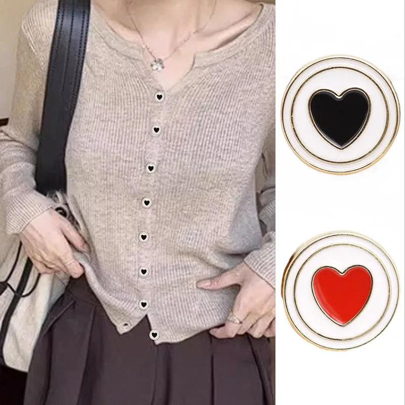 

Fashionable Love Oil Dot Metal Button Shirts, Knitwear Jackets, Clothing Decoration Buttons, 15mm, 20mm, 25mm, 10 Pcs