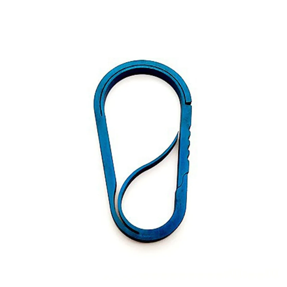 Titanium Titanium Keychain Clip Titanium Blue One-Piece Structure EDC Keychain Hook Anti-Loss Lightweight Quick Hook Keychain