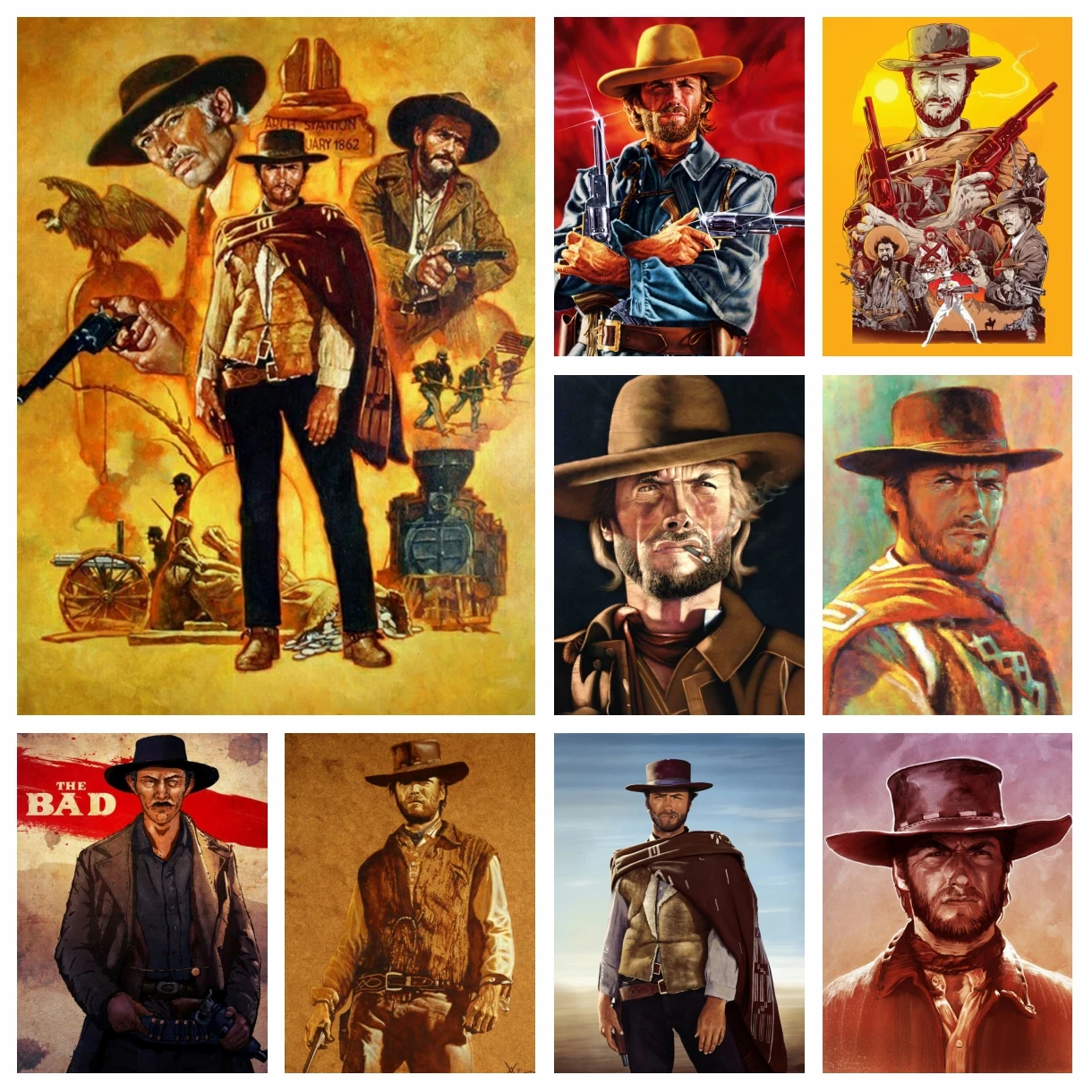 

The Good The Bad And The Ugly Movie Diamond Painting Film Lee Van Cleef Art Cross Stitch Embroidery Picture Mosaic 5D Home Decor