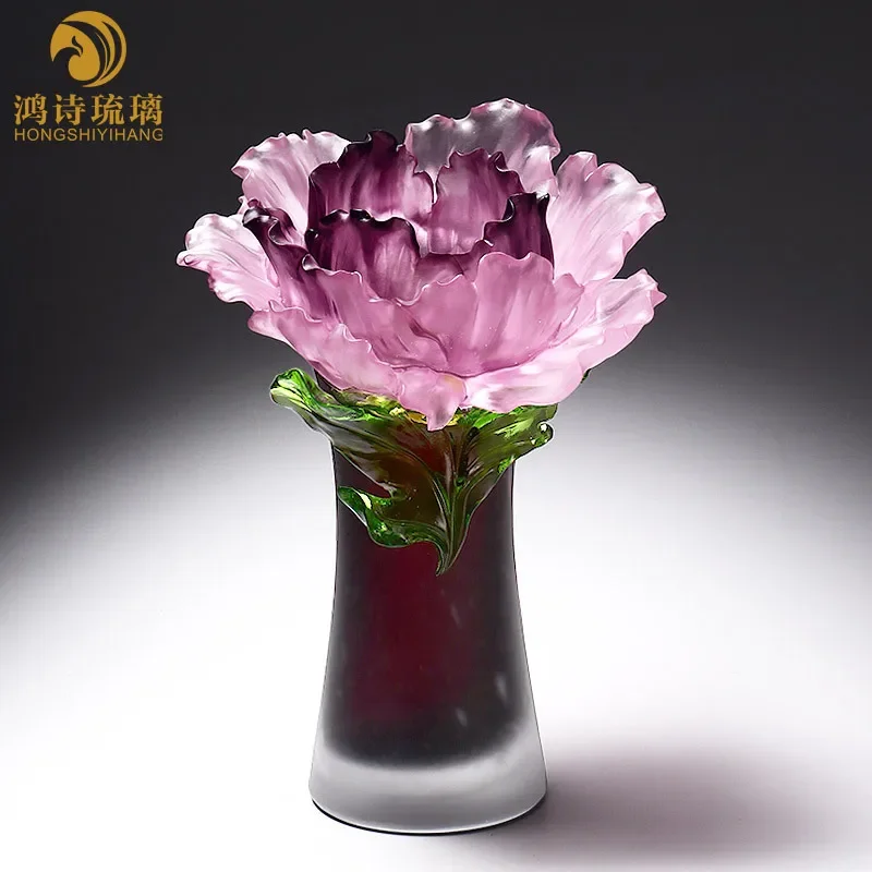 France Dumu Peony Vase, Glazed Vase, Light Luxury Entrance Living Room Home Flower Arrangement Art Ornament