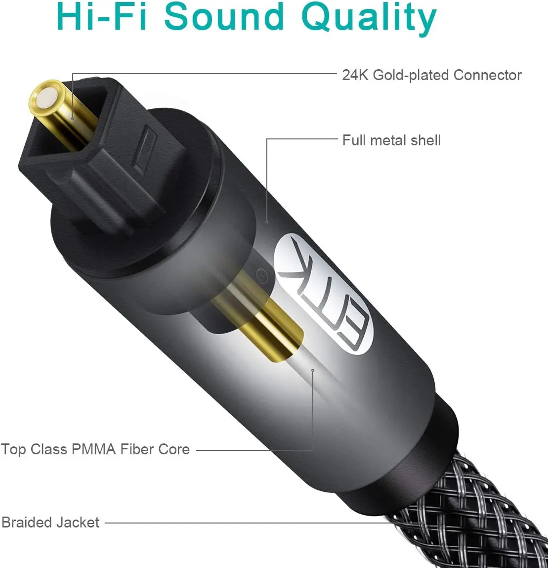 EMK-Cable óptico de extensión Mate a hembra, Cable Toslink SPDIF de entrada y salida para Barra de sonido de Smart TV, altavoz de DVD