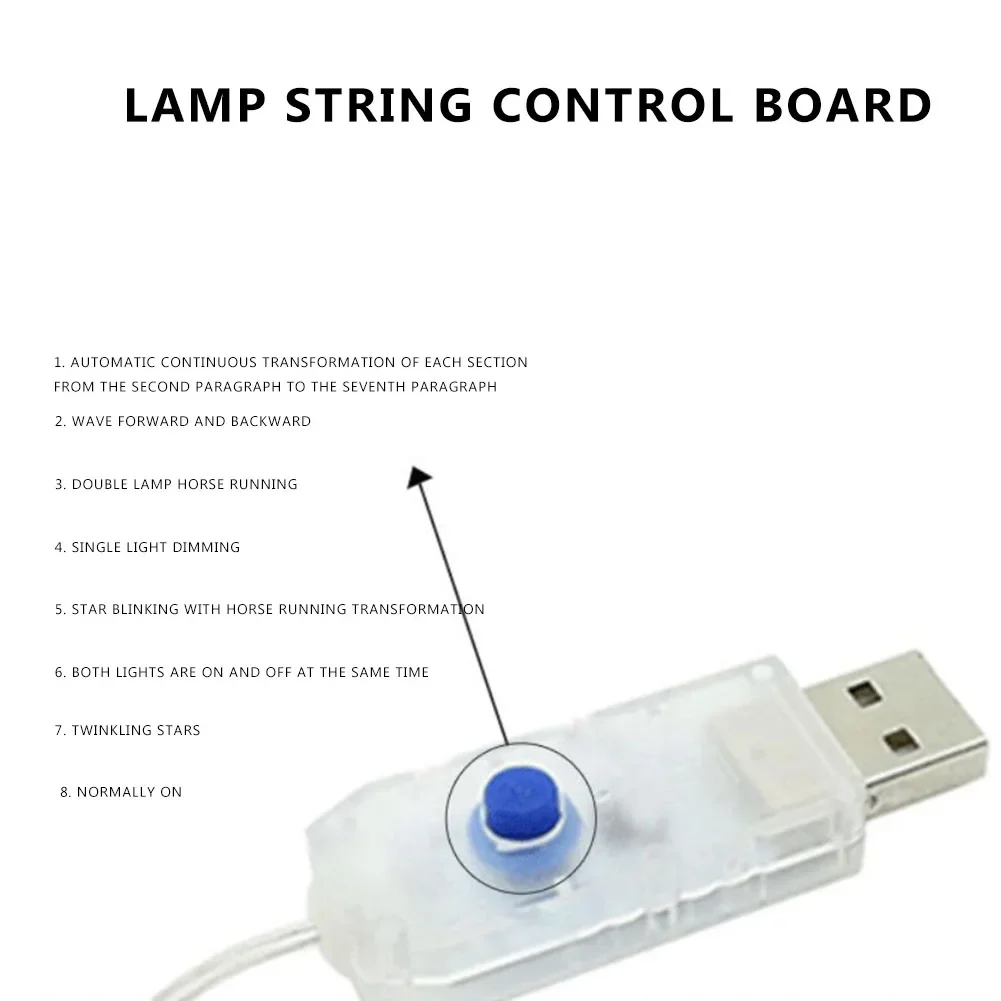 5V Strips Light Remote Controller LED Strip Light Controller 8 Modes Mini LED Controller Fit for 100LED/200LED for Holiday Party