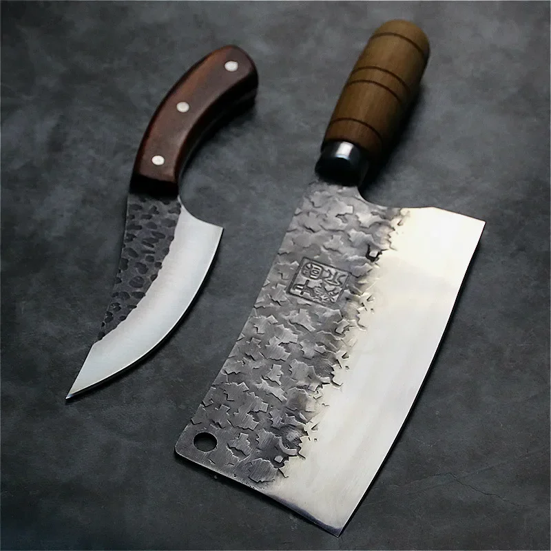 Longquan beat high carbon steel sharp kitchen set knife household slicer kitchen boning knife meat stand slaughtering knives