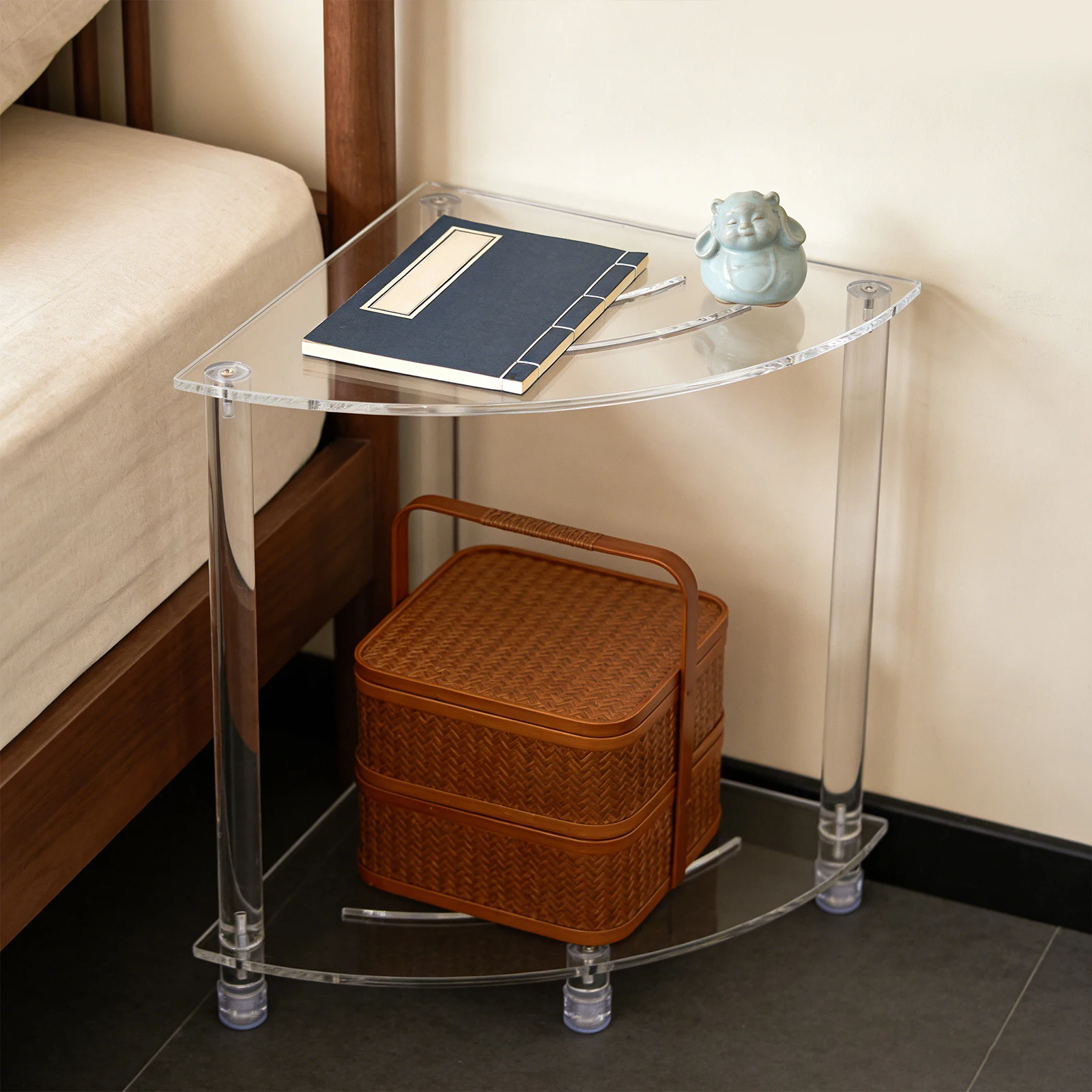 11.81 X 11.81 X 18.11 in Corner Shower Bench, Waterproof Seat, Acrylic Corner Shower Stool, Acrylic Shower Bench, Bathroom Shower Stool With Storage Shelf