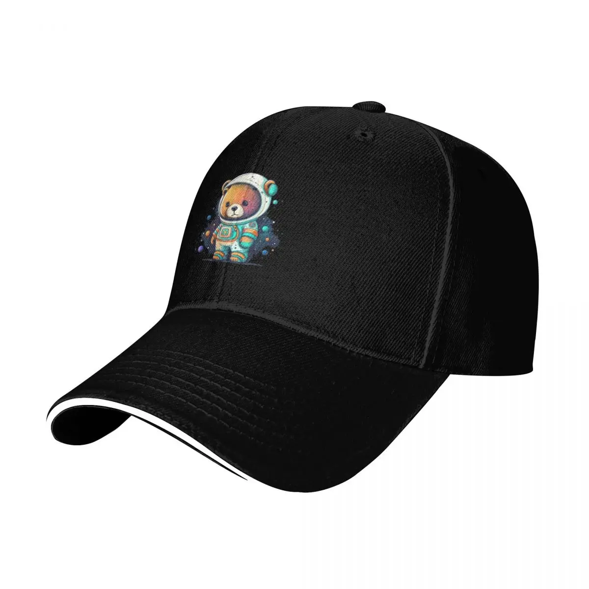 Cute Astronaut Bear Baseball Cap Breathable Mesh Back Adjustable Buckle Closure Moisture Wicking Quick Dry