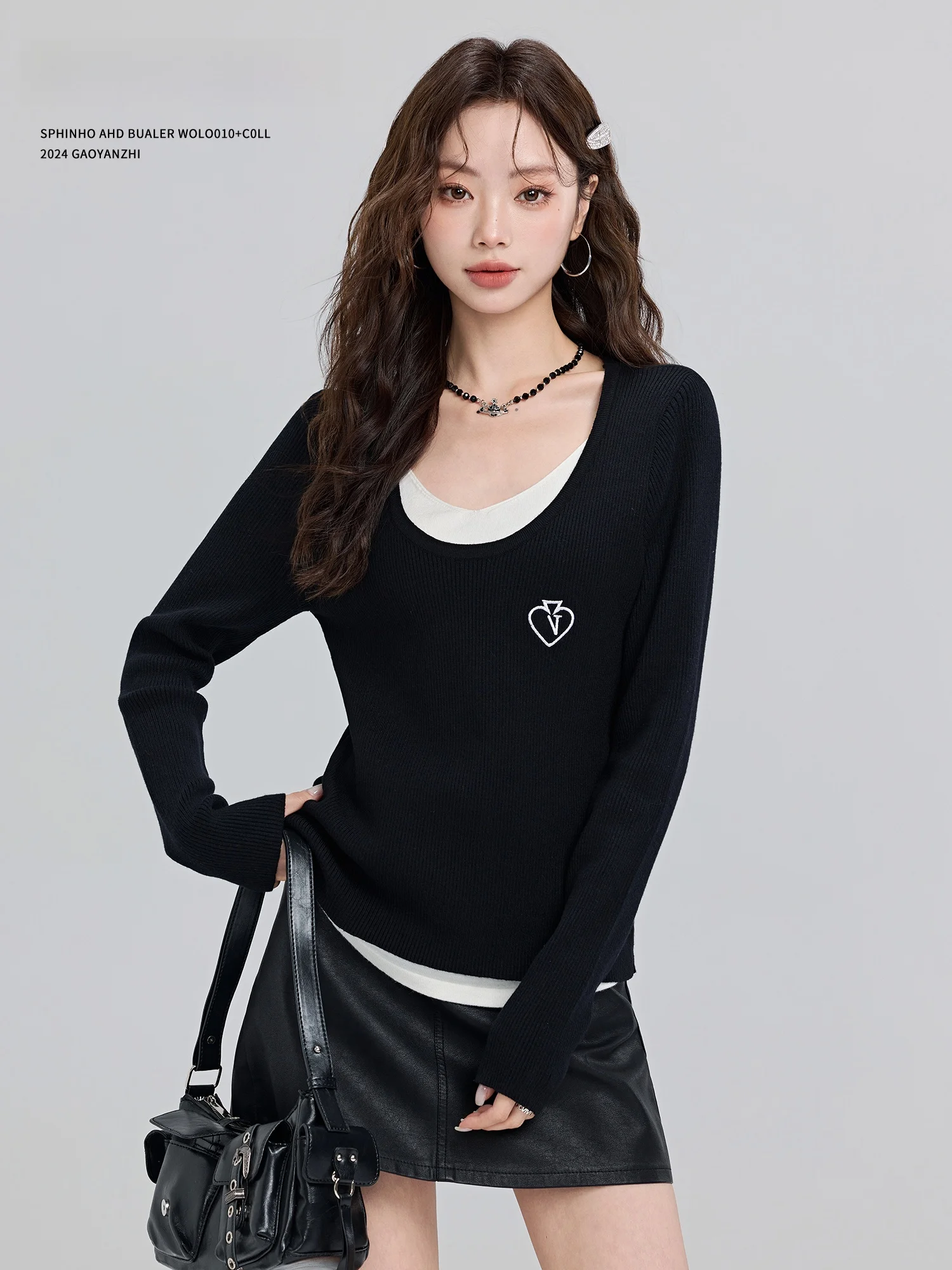 

Женский вязаный свитер High Yanzhi Sweet And Spicy V-Ne, осенне-зимняя новинка, повседневный, с длинными рукавами, базовый слой, внутренняя одежда