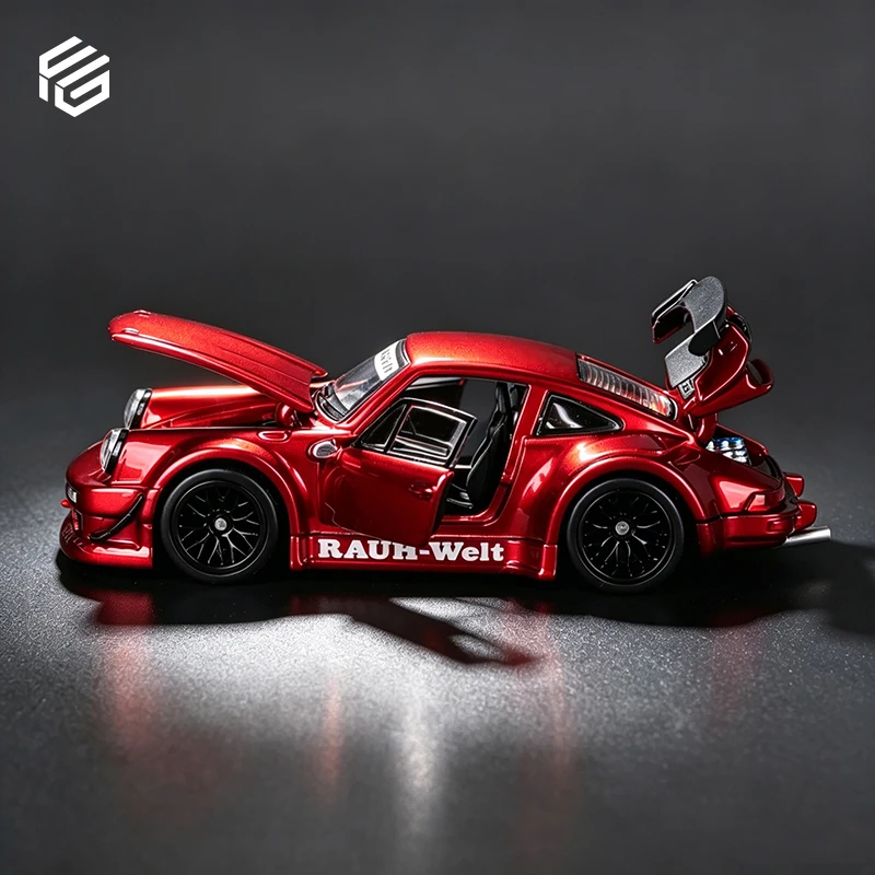 FG 1:64 RWB930 Transparentes Rotes Diecast-Modellauto
