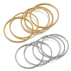 10pcs 30/50mm Stainless Steel Korean Spiral Round Jump Rings Gold Plated Twisted Closed Rings for Earrings Jewelry Making DIY