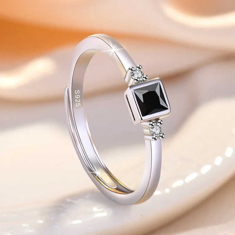925 Sterling Silver Zircon Adjustable Engagement Rings For Women Wedding Elegant Jewelry Ladies Accessories Gifts R007