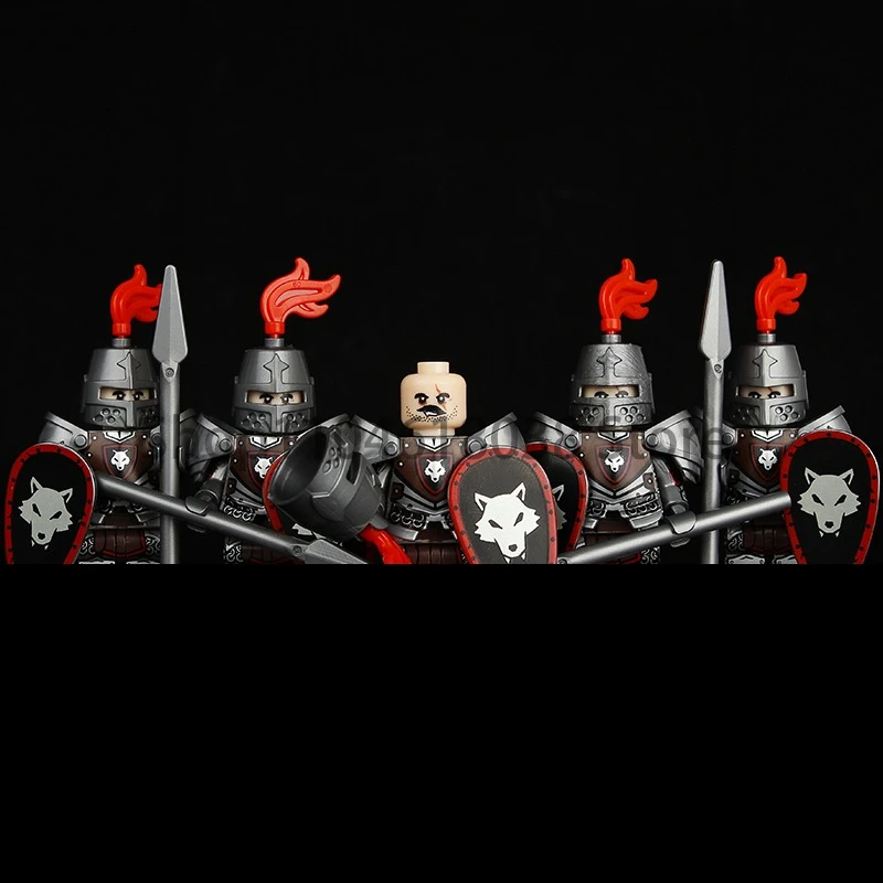 Green Dragon Raven Knights Shield Actionfiguren MOC Mittelalterliche antike Ritter Szene Baustein Kreatives Spielzeug für Kinder