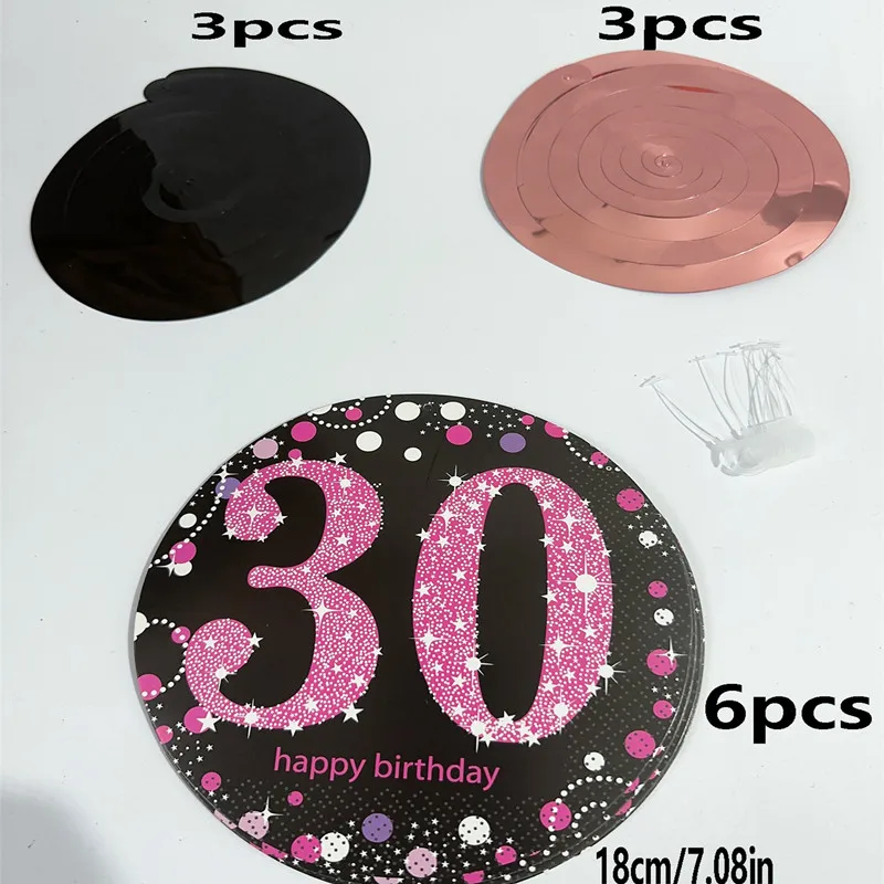 6 stks PVC 18 21 30 40 50 Jaar Oude Spiraal Gelukkige Verjaardag Swirl Opknoping Ornamenten Party Achtergrond Layout Decor levert