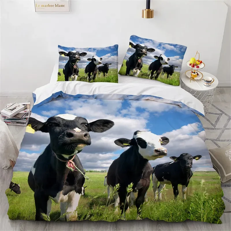 Farmhouse Animal Duvet Cover Deer Elk Bedding Set Microfiber Cow Comforter Cover Full Twin Queen for Kids Adult Teen Room Decor