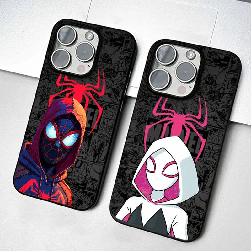 

Marvel Cute Spider Men For iPhone 16 15 14 13 12 11 mini XS Max 8 7 Pro Max Plus Frosted Large Holes Soft Phone Case