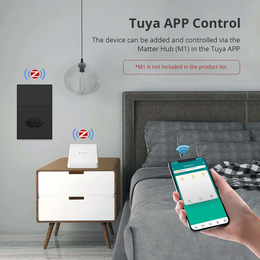 

Розетка Zemismart Zigbee 10A Brazil с двумя настенными выключателями, работающая с приложением Tuya Smart Life, черная розетка