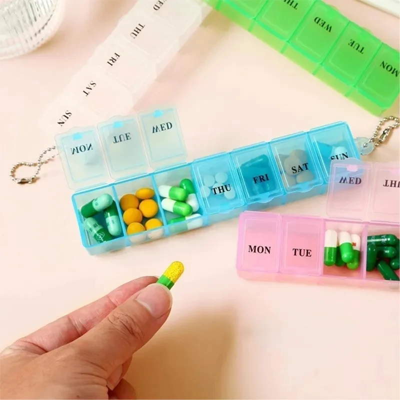 1/2/3pcs Mini 7 Days Weekly Portable Small Pill Box Cases 7 Grids Organizer Storage Container for Vitamin Fish Oils Supplements