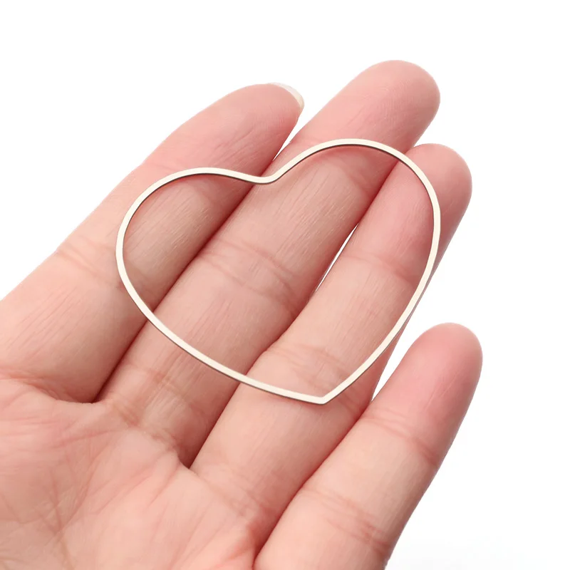 10pcs Stainless Steel Large Love Heart Charms Jump Rings Connector Pendants Jump Rings Connector For Earrings Necklace Jewelry