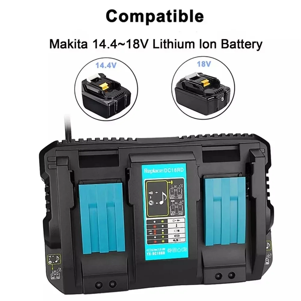 

Makita 18V 14.4V 4A Double Li-Ion Battery Charger DC18RD DC18SF For Makita 14.4V 18V 20V BL1830 BL1840 BL1850 BL1860 Bl1430