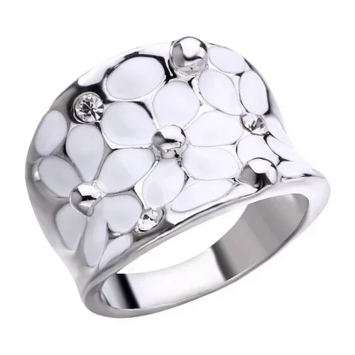 Delysia King Elegant Temperament Wedding Jewellery Fashion Flower Oil Dripping Ring for Women