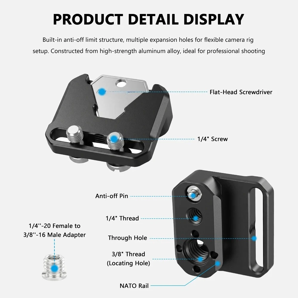 Quick Release NATO Rail Slider Expansion Plate with ARRI 3/8