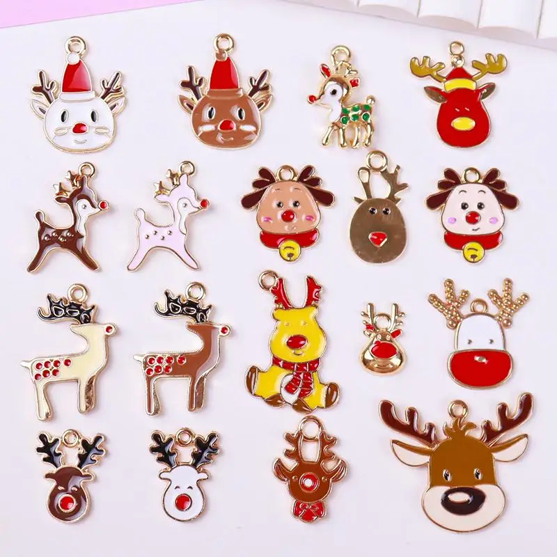 Weihnachts-Emaille-Anhänger, 10/20/50 Stück, sortiert, für die Herstellung von Schmuck, Weihnachtsgeschenk für Bastler – Detail 9