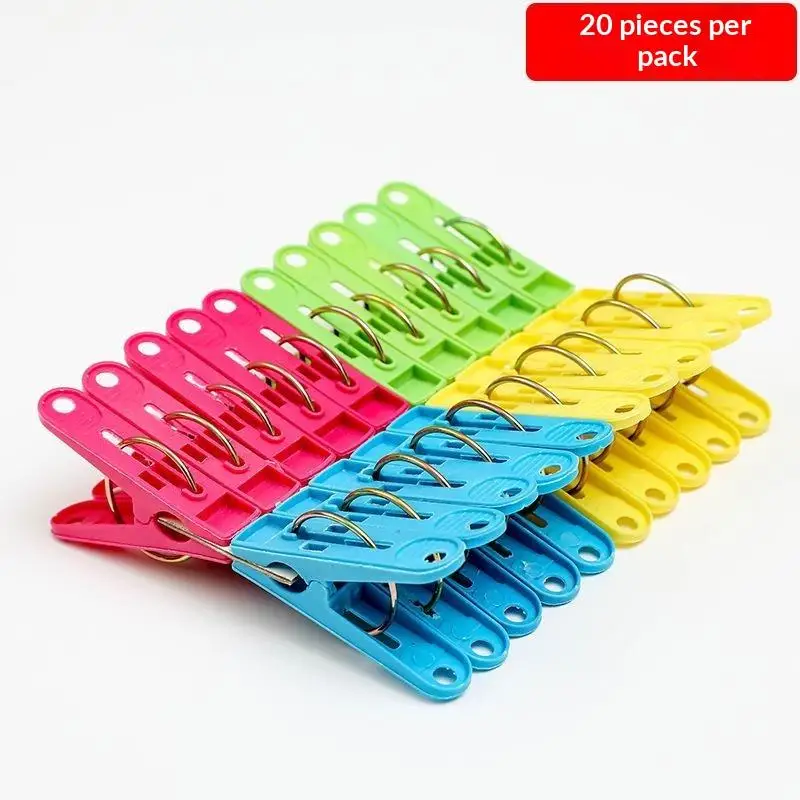 2026 NEW 20 Pack Windproof Plastic Clothes Clips Colorful Strong Clamping Force For Home Laundry Socks Towels Garments