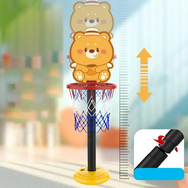 Basketball Hoop For Kids Height Adjustable Standing Indoor Game Sport Toy Basketball Hoop Cartoon Bear Board Early Education Toy