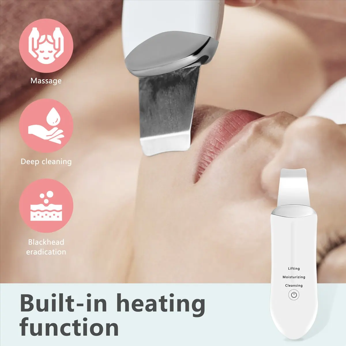 T72! Ultrasonic Facial Skin Scrubber Beauty Machine Ion Deep Face Cleaning Peeling Shovel Exfoliating Skin Care Device