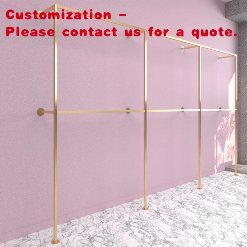 custom.Fashion Lady Retail Store Fixtures Design Luxury Custom Stainless Steel Shop Wall Display Rack Clothing