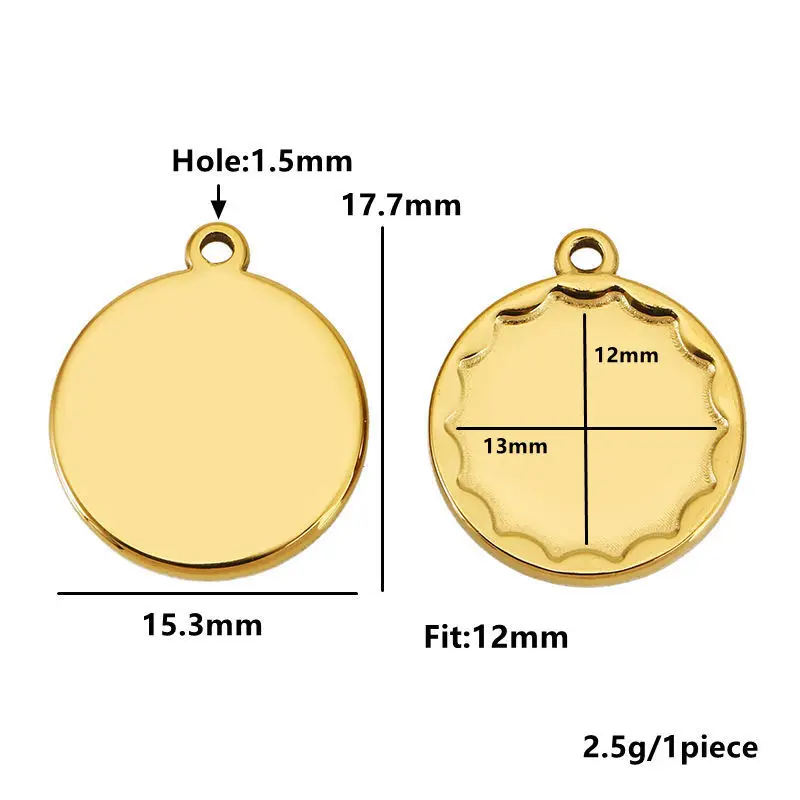 5pcs Stainless Steel Geometric Oval Round Bezel Charms Pendant Trays Blank Cabochon Base Diy Resin Cameo Necklace Jewelry Making image 5