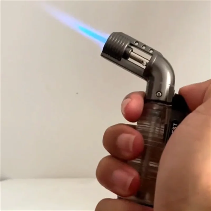 

New Elbow Direct Injection Inflatable Lighter Transparent Mini Welding Gun Cigar Pipe Lighter Men's Gift Outdoor Windproof Tool