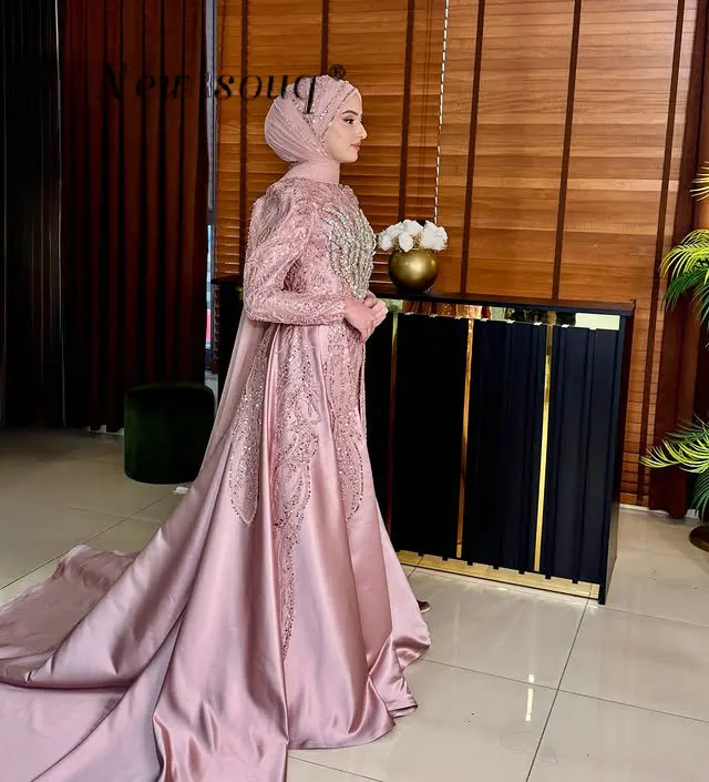 2026 Muslim Dusty Rose Pink Evening Dresses Middle East Party Dress Customized Long Sleeves Crystals Beaded Overskirt Prom Gowns - AliExpress 320 2026 Muslim Dusty Rose Pink Evening Dresses Middle East Party Dress Customized Long Sleeves Crystals Beaded Overskirt Prom Gowns - AliExpress 320