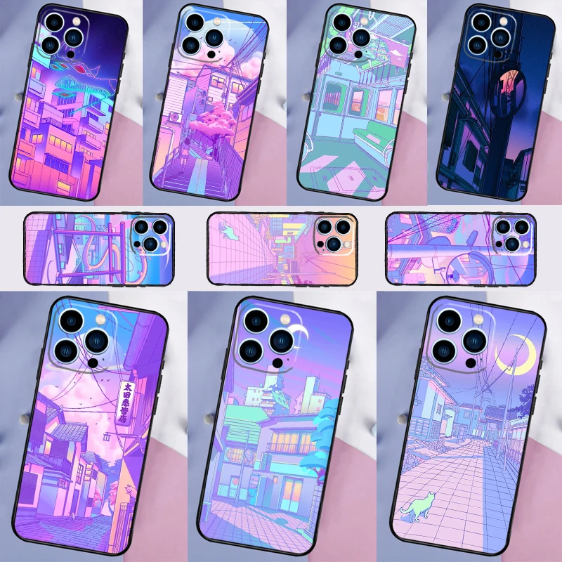 Funda para Teléfono con Diseño de la Ciudad de Kioto, Japón, en Colores Pastel, para Samsung Galaxy S23, S24, S25, S26 Ultra, S21, S22, S20, S10 Plus, S21 FE, S24 FE